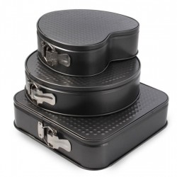 SET 3 TAVI PENTRU PRAJITURI, CU BAZA DETASABILA, FORME DIFERITE
