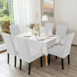 SET 6 HUSE PENTRU SCAUNE LYCRA - ALB