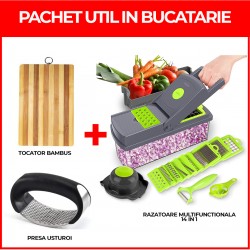 PACHET UTIL IN BUCATARIE - RAZATOARE MULTIFUNCTIONALA 14 IN 1 + TOCATOR BAMBUS + PRESA USTUROI MANUALA PACHET UTIL IN BUCATARIE - RAZATOARE MULTIFUNCTIONALA 14 IN 1 + TOCATOR BAMBUS + PRESA USTUROI MANUALA