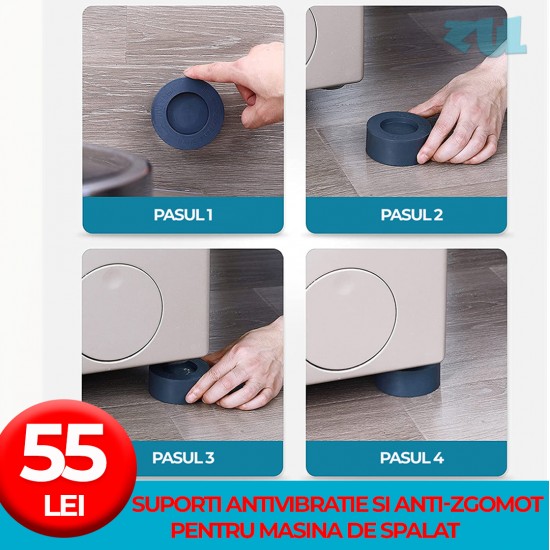SET 4 X SUPORT ANTIVIBRATIE SI ANTI-ZGOMOT PENTRU MASINA DE SPALAT - NEGRU SET 4 X SUPORT ANTIVIBRATIE SI ANTI-ZGOMOT PENTRU MASINA DE SPALAT - NEGRU
