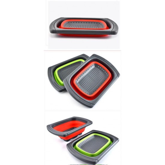 Strecuratoare pliabila din silicon cu manere extensibile, sita cu manere pentru chiuveta spalat fructe si legume/scurs paste