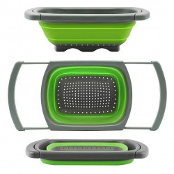 Strecuratoare pliabila din silicon cu manere extensibile, sita cu manere pentru chiuveta spalat fructe si legume/scurs paste