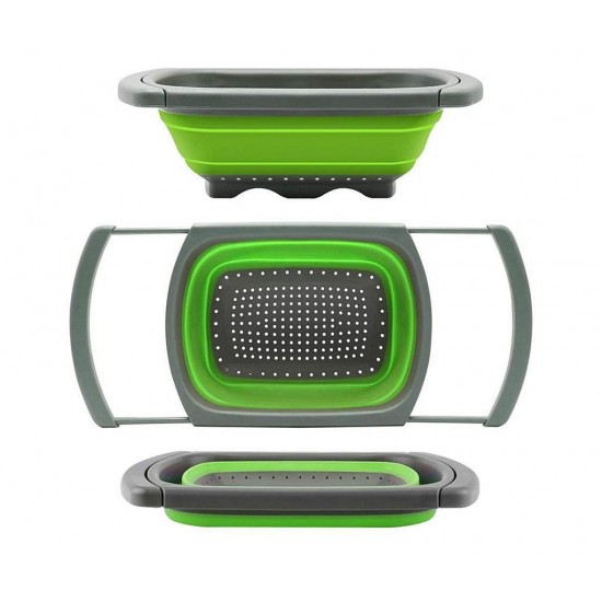 Strecuratoare pliabila din silicon cu manere extensibile, sita cu manere pentru chiuveta spalat fructe si legume/scurs paste Strecuratoare pliabila din silicon cu manere extensibile, sita cu manere pentru chiuveta spalat fructe si legume/scurs paste