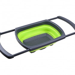 Strecuratoare pliabila din silicon cu manere extensibile, sita cu manere pentru chiuveta spalat fructe si legume/scurs paste Strecuratoare pliabila din silicon cu manere extensibile, sita cu manere pentru chiuveta spalat fructe si legume/scurs paste
