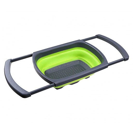 Strecuratoare pliabila din silicon cu manere extensibile, sita cu manere pentru chiuveta spalat fructe si legume/scurs paste Strecuratoare pliabila din silicon cu manere extensibile, sita cu manere pentru chiuveta spalat fructe si legume/scurs paste
