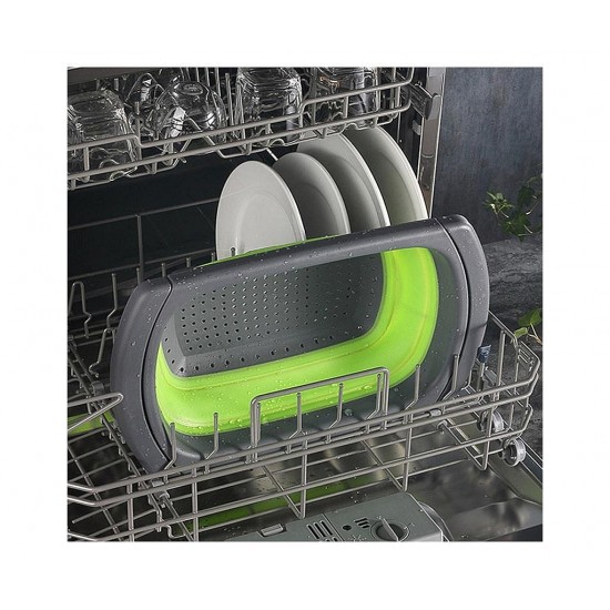 Strecuratoare pliabila din silicon cu manere extensibile, sita cu manere pentru chiuveta spalat fructe si legume/scurs paste Strecuratoare pliabila din silicon cu manere extensibile, sita cu manere pentru chiuveta spalat fructe si legume/scurs paste