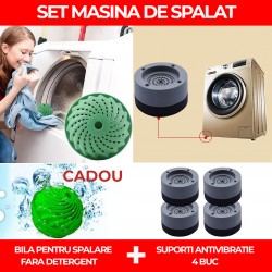 SET 4 X SUPORT ANTIVIBRATIE SI ANTI-ZGOMOT PENTRU MASINA DE SPALAT + CADOU BILA ECOLOGICA PENTRU SPALARE FARA DETERGENT